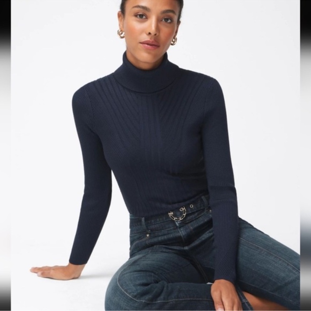 White House Black Market Navy Turtleneck Sweater